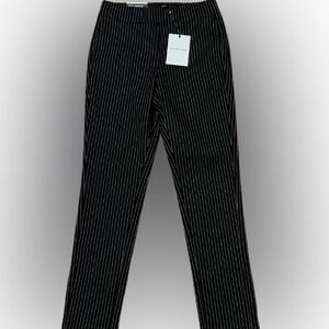 NWT Who What Wear Cropped High Rise Stretch Black Striped Pants Size 27